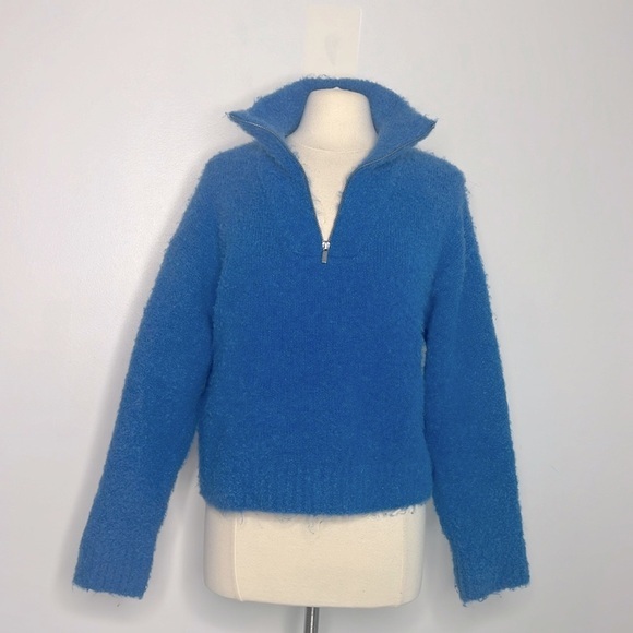 Zara fuzzy knit 1/4 zip women’s cozy sweater size medium - Picture 1 of 12